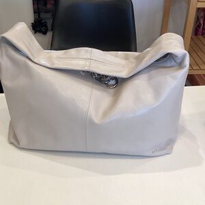 Furla Soft Leather Hobo Bag in Light Gray